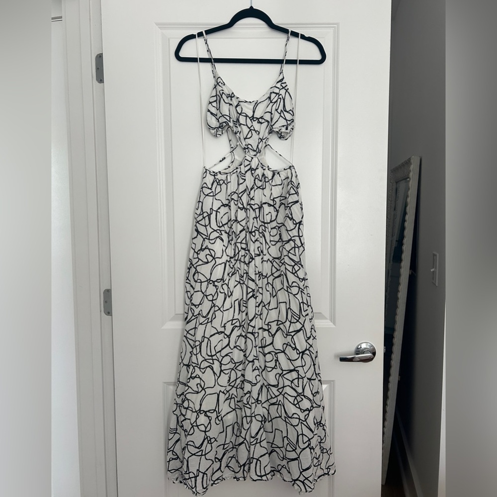 ASTR White & Black Abstract Cutout Maxi Dress